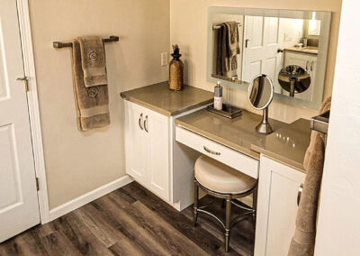 Bathroom remodel, new custom-built makeup vanity