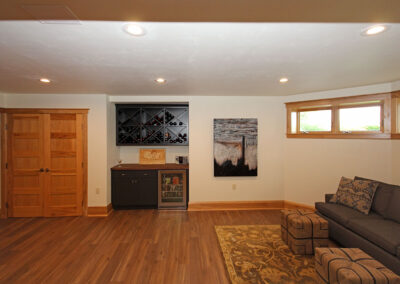 Finished basement with rec room, wine bar, exercise room and full bathroom.