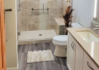 Bathroom remodel, custom-tiled shower after