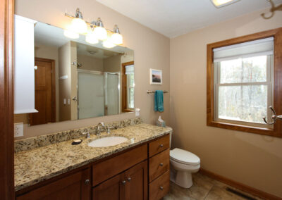 Bathroom remodel project in Door County, WI. New custom-tiled shower