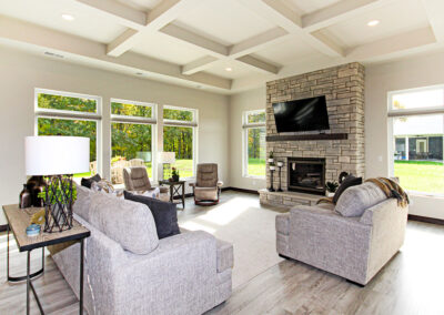 Great Room with Coffered Ceiling