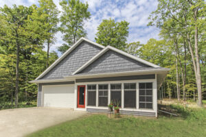 Custom built contemporary cottage on a wooded lot in Door County