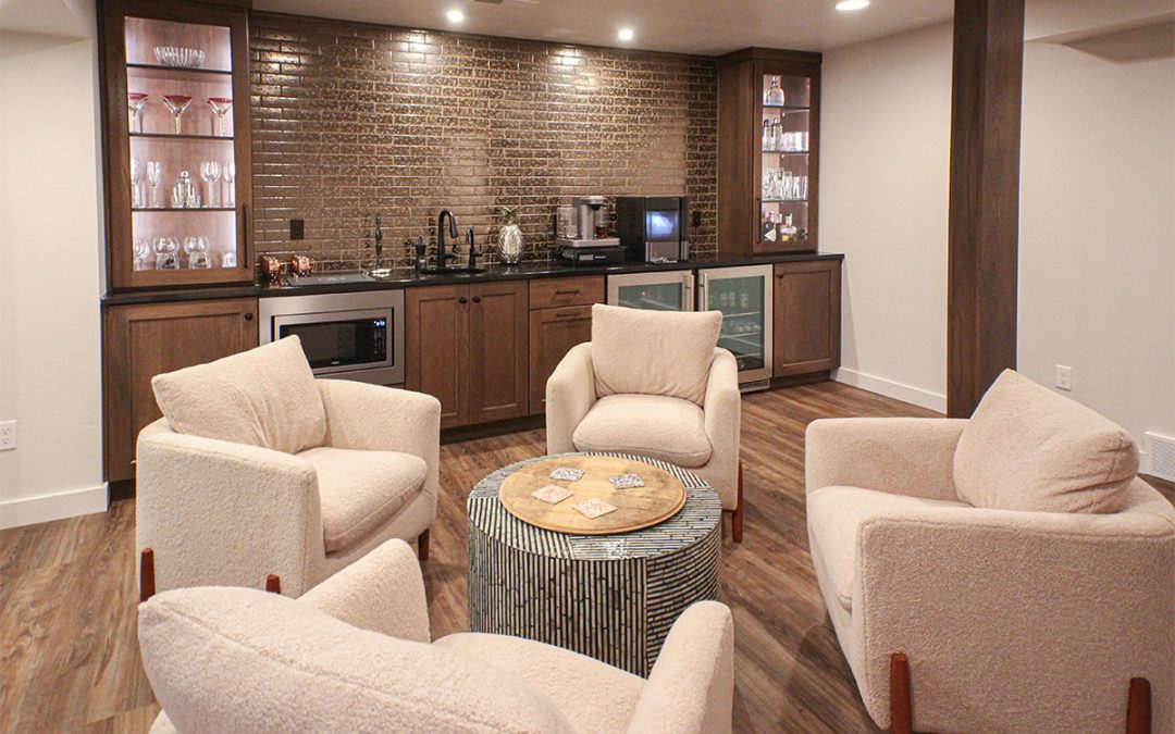 Basement Finish Designed for Entertaining With Lounge and Wine Room