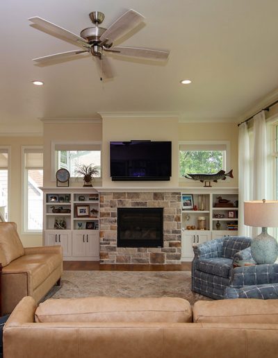 Custom-Built Cabinetry and Shelving in Living Room
