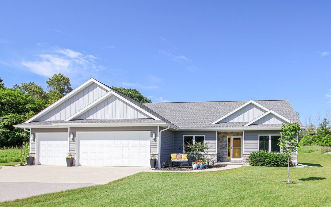 Front Exterior of custom-built, ranch-style home in northeast Wisconsin