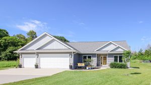 Front Exterior of custom-built, ranch-style home in northeast Wisconsin