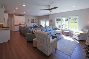Great Room of custom-built ranch-style home in northeast Wisconsin