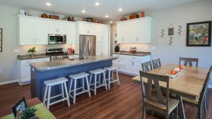 Kitchen with custom-built cabinetry, ranch home
