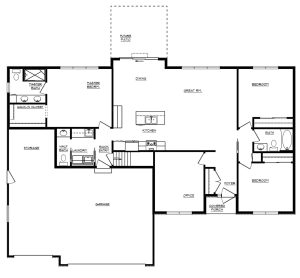 Floor plan for budget-conscious ranch-style home, 1,800 sq. ft.