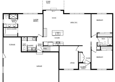 Floor plan for budget-conscious ranch-style home, 1,800 sq. ft.