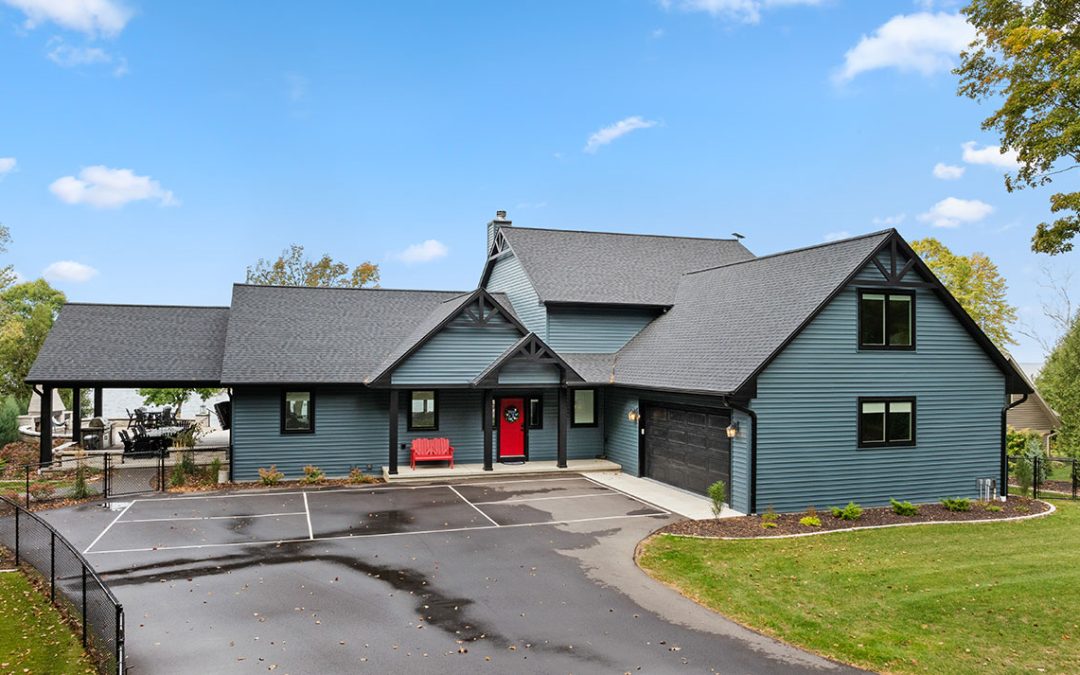Front exterior two-story waterfront home in northeast Wisconsin